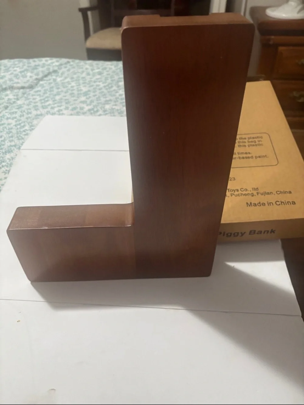 Wooden L-Shaped Wall Shelf Display - Brown